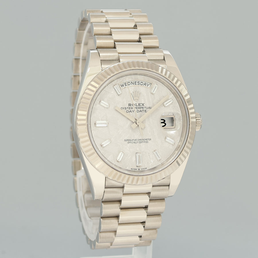 PAPERS MINT Rolex Day Date 40 White Gold President METEORITE 228239 Watch Box