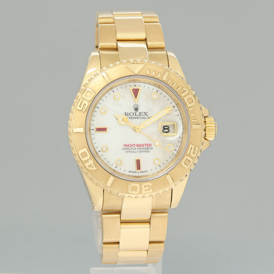 Rolex Yacht-Master Yellow Gold 16628 MOP Mother of Pearl Diamond 40mm Watch Box