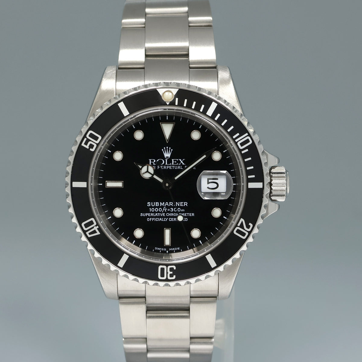 MINT 2002 PAPERS Rolex Submariner Date 16610 Steel Pre-Ceramic Black 40mm Watch