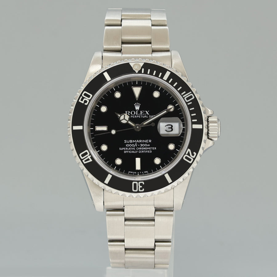 MINT PAPERS 1994 Rolex Submariner Date 16610LN Steel Black Dial 40mm Oyster Watch