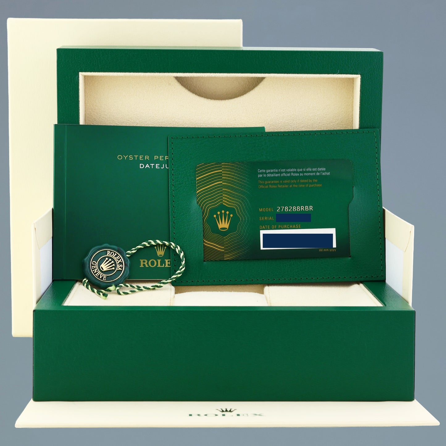 2023 NEW PAPERS Rolex Midsize 31mm Yellow Gold Champagne Diamond 278288RBR Watch Box