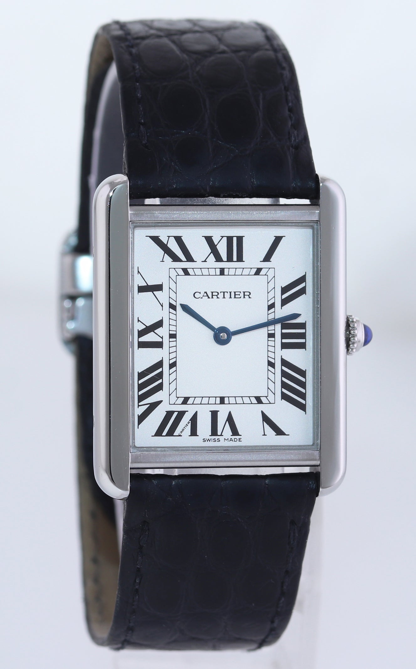 MINT Cartier Tank Solo W5200003 3169 34x27mm Steel White Roman Dial Quartz Watch Box