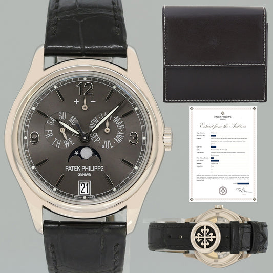 PAPERS MINT Patek Philippe 5146G White Gold Annual Calendar Grey 39mm Moon Watch