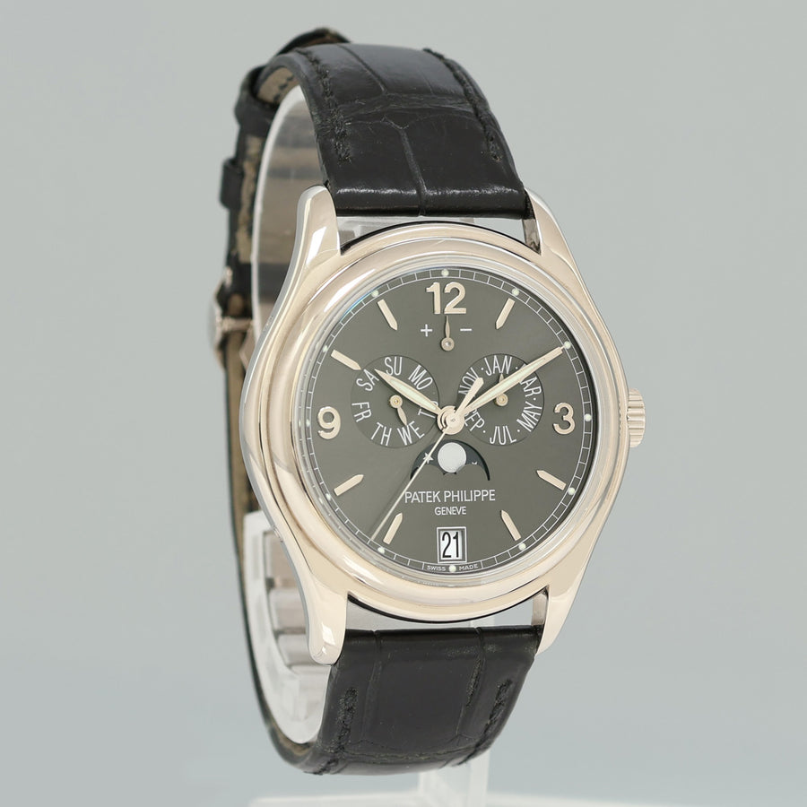 MINT Patek Philippe 5146G White Gold Annual Calendar Grey 39mm Moon Watch Box