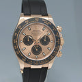 MINT 2021 Rolex Daytona Ceramic 116515LN Rose Gold Sundust Stick Oysterflex Watch
