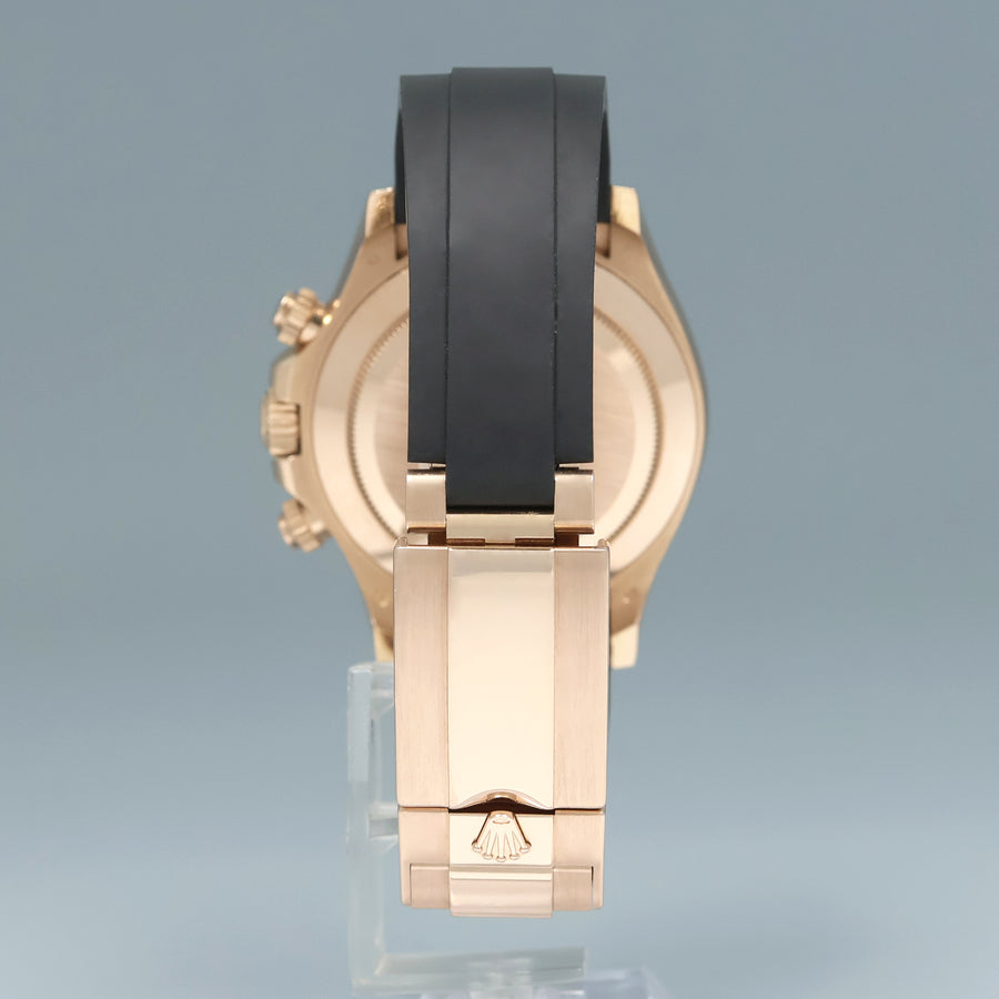 MINT 2021 Rolex Daytona Ceramic 116515LN Rose Gold Sundust Stick Oysterflex Watch
