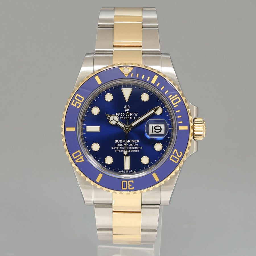 2022 NEW PAPERS Rolex Submariner 41mm Blue 126613LB Two Tone Gold Steel Watch Box