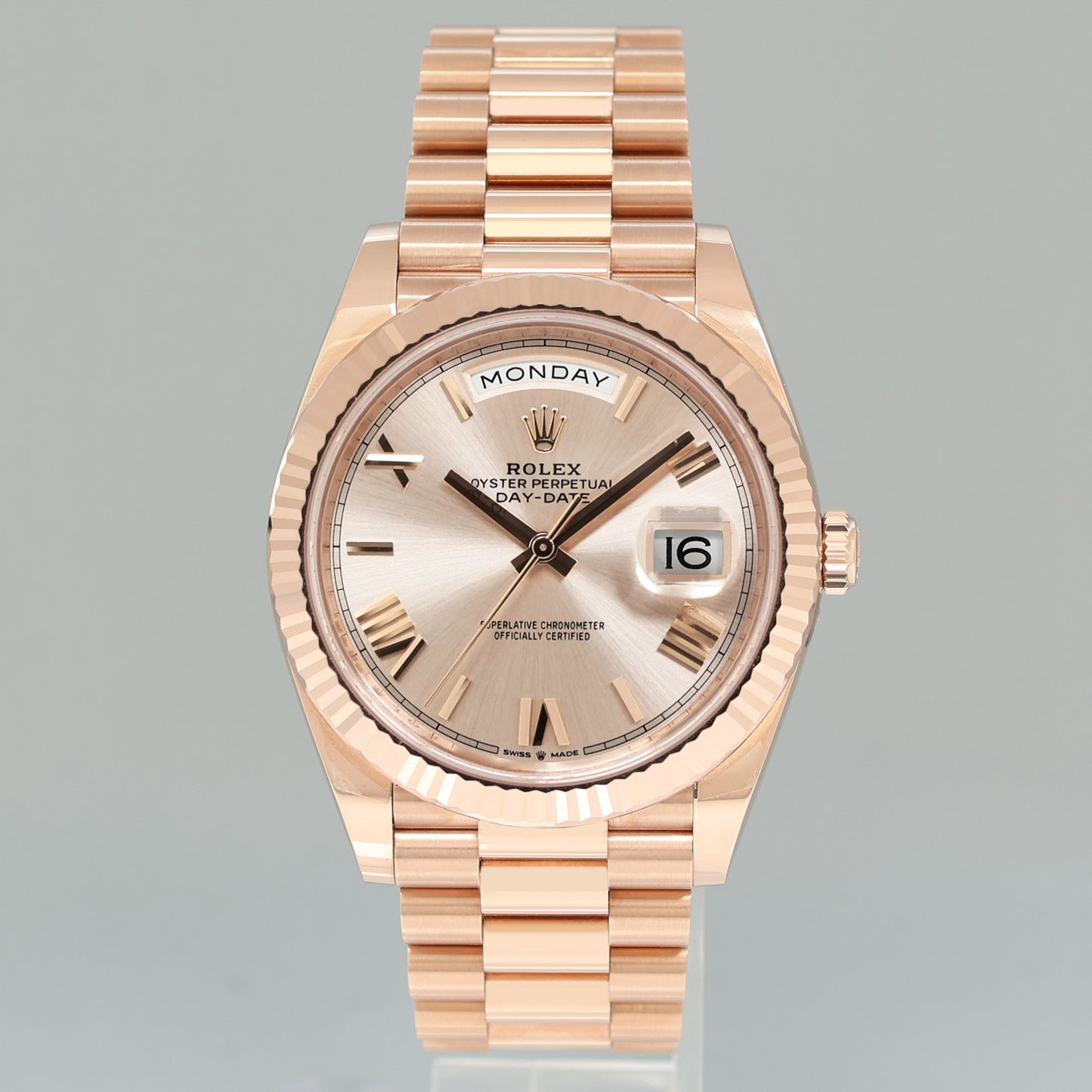 2024 NEW PAPERS Rolex President 40mm Rose Gold Sundust Roman 228235 Watch Box