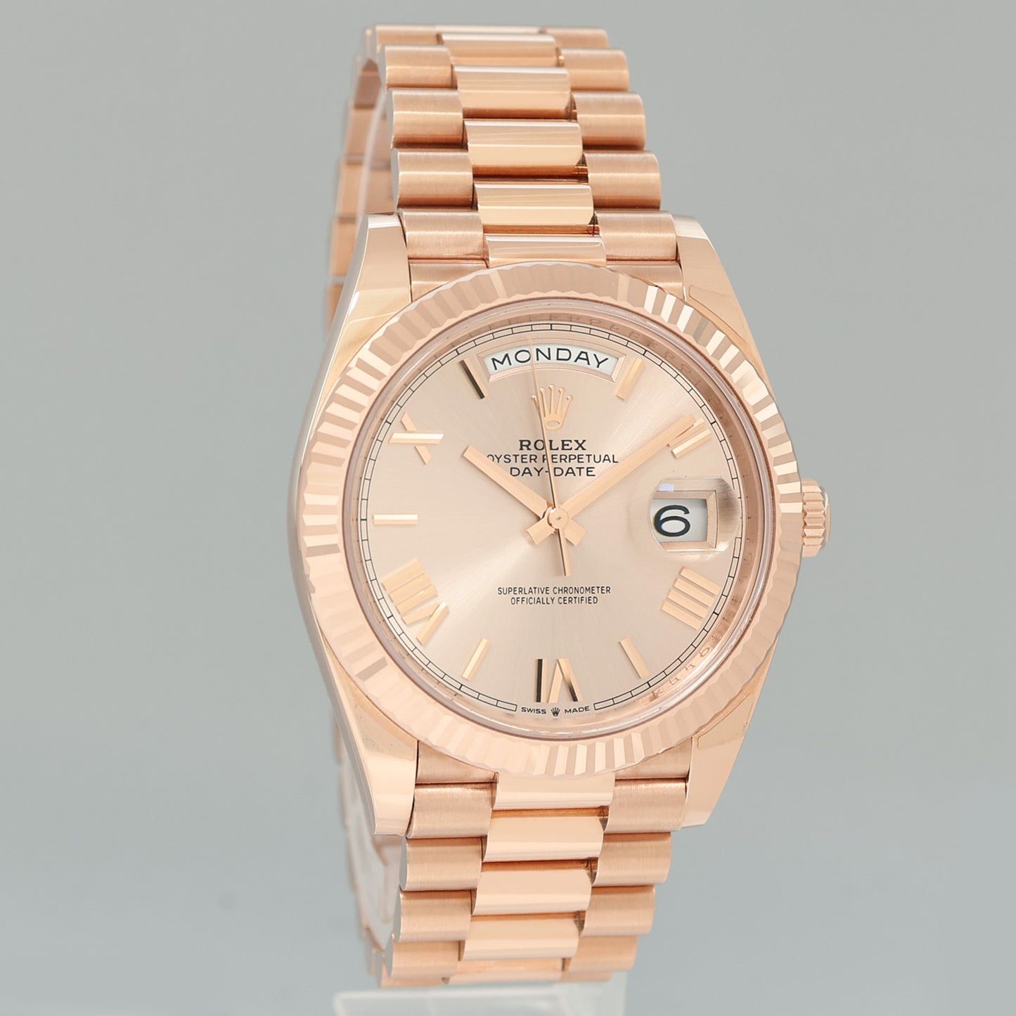 2024 NEW PAPERS Rolex President 40mm Rose Gold Sundust Roman 228235 Watch Box