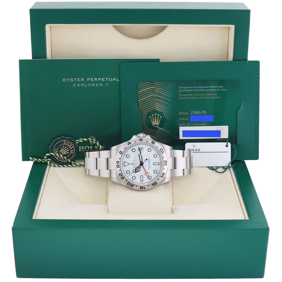 2022 NEW PAPERS Rolex Explorer II 226570 White Polar Steel Date 42mm Watch Box