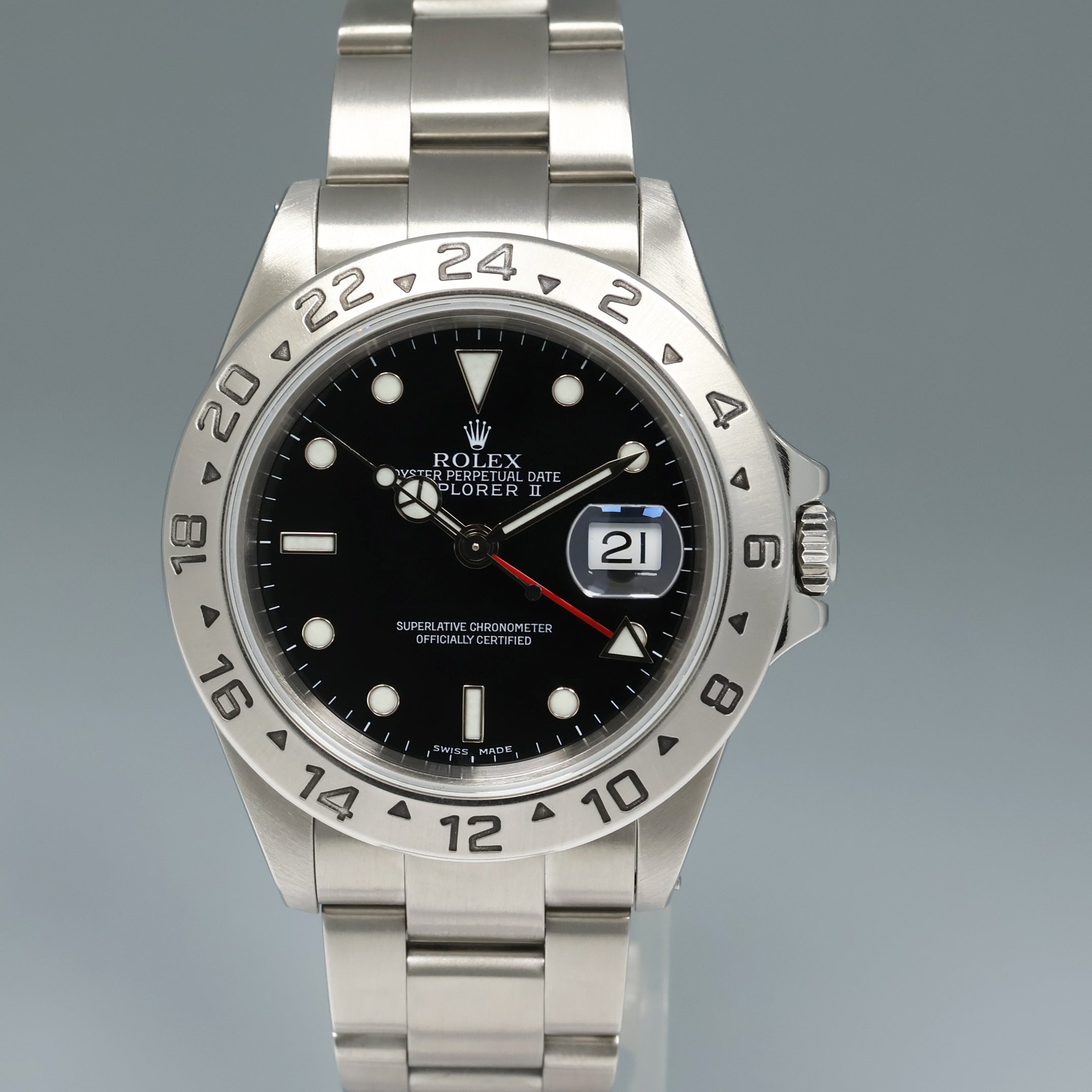 MINT 2002 Rolex Explorer II 16570 Stainless Steel Black Dial GMT 40mm Watch Box