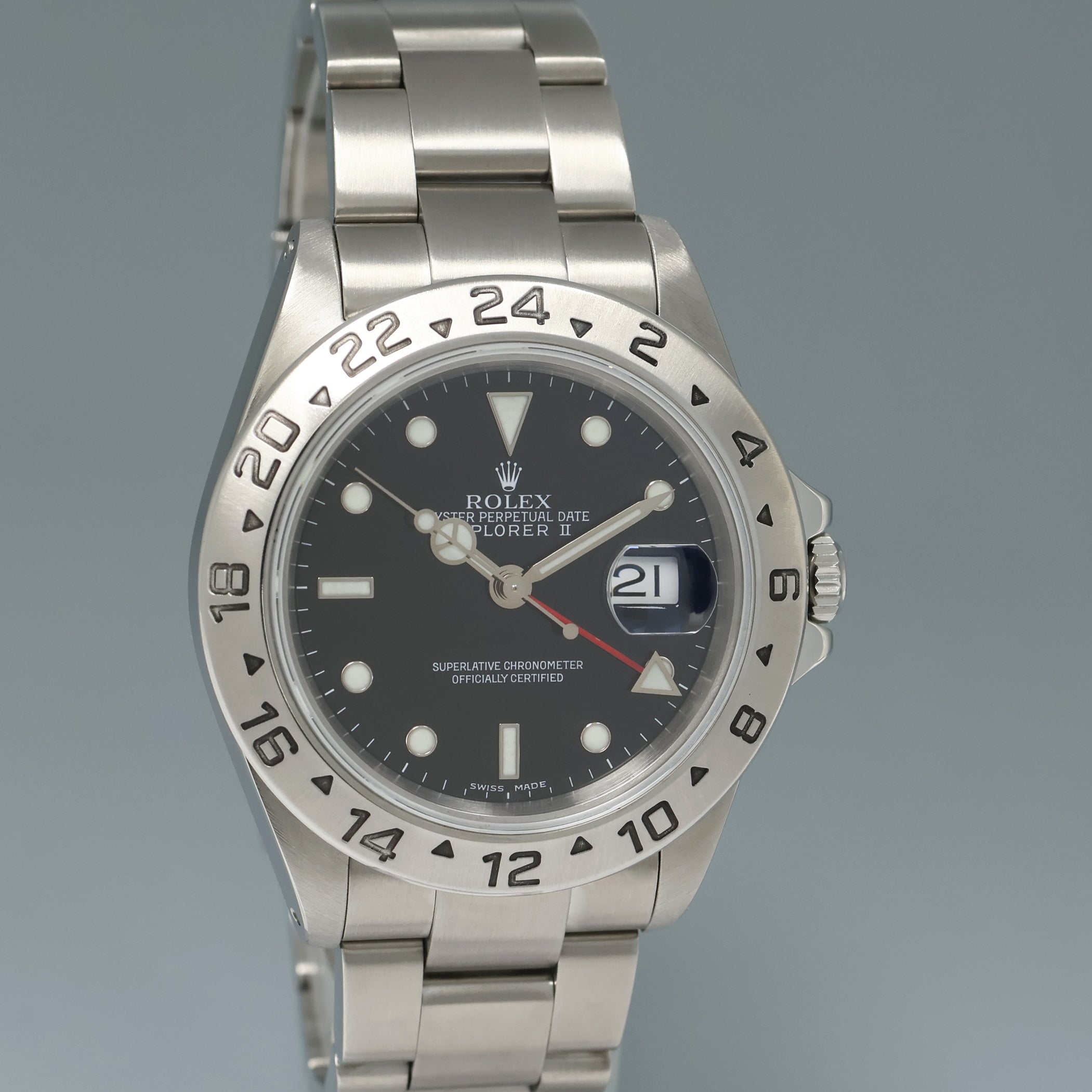 MINT 2002 Rolex Explorer II 16570 Stainless Steel Black Dial GMT 40mm Watch Box