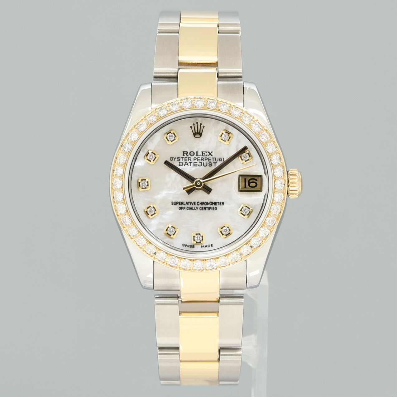 MINT Ladies Rolex DateJust MidSize 31mm MOP Mother of Pearl Diamond 178273 Watch