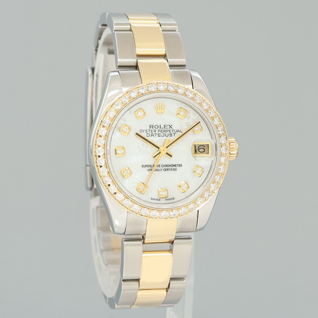 MINT Ladies Rolex DateJust MidSize 31mm MOP Mother of Pearl Diamond 178273 Watch