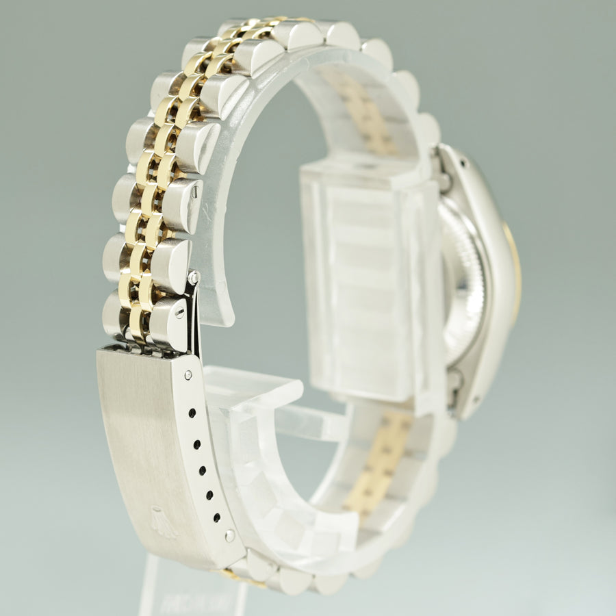 Diamond Pearl Ladies Rolex DateJust 26mm 69173 Two Tone Gold Steel Jubilee Watch Box