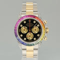 2009 Rolex Daytona 116523 Rainbow Diamond Yellow Gold Steel Sapphire 40mm Watch