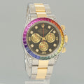 2009 Rolex Daytona 116523 Rainbow Diamond Yellow Gold Steel Sapphire 40mm Watch