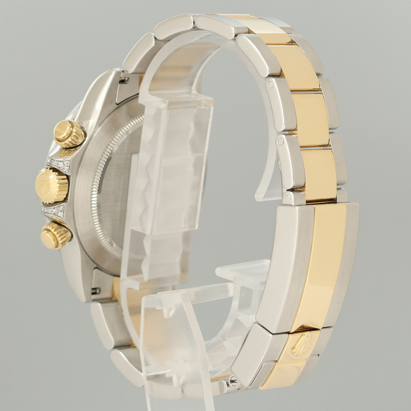 2009 Rolex Daytona 116523 Rainbow Diamond Yellow Gold Steel Sapphire 40mm Watch