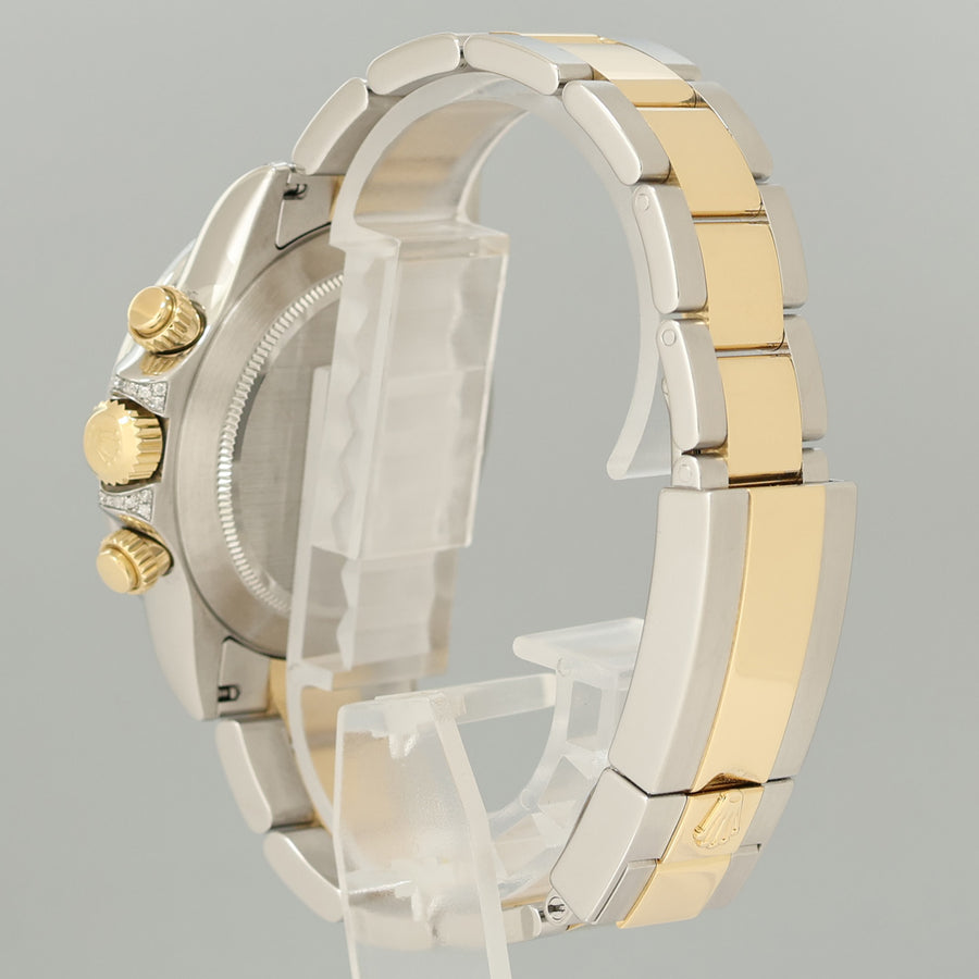 2009 Rolex Daytona 116523 Rainbow Diamond Yellow Gold Steel Sapphire 40mm Watch