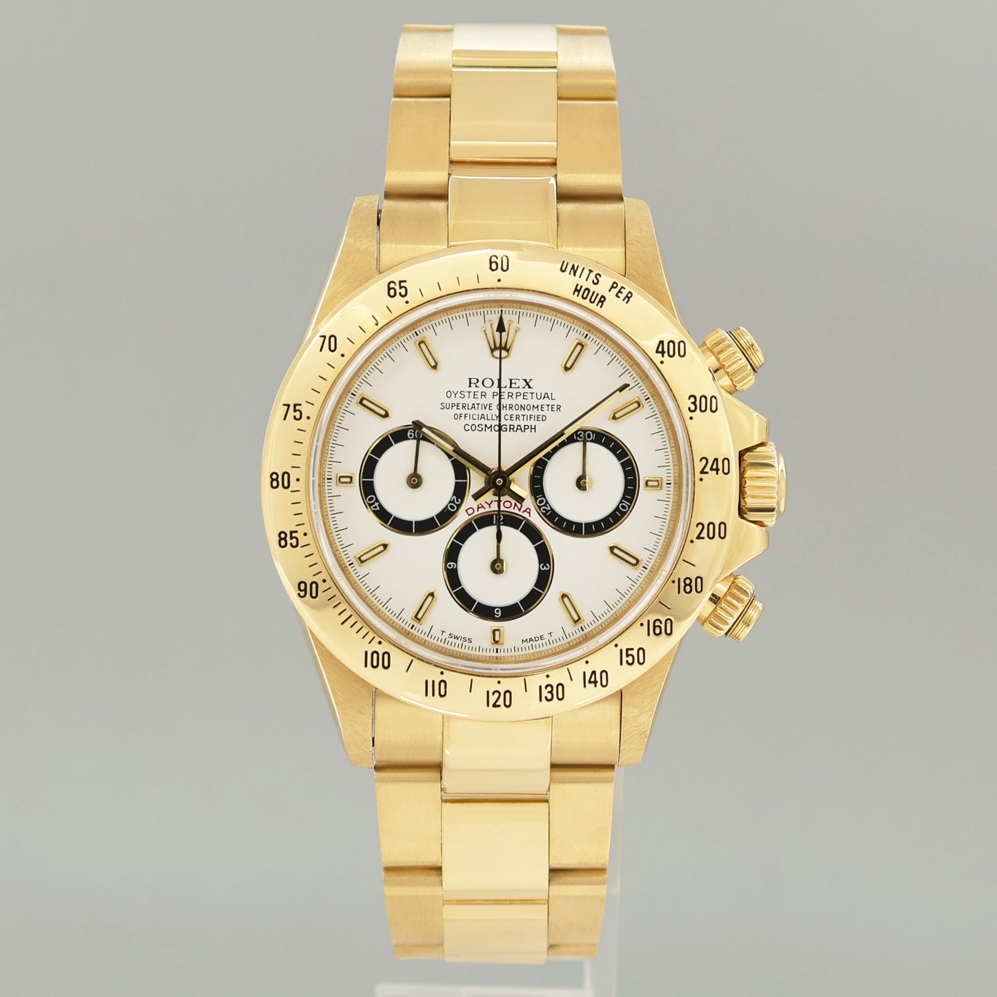 2026 Service  Rolex Daytona 16528 Zenith White Stick Inverted 6 Chrono Yellow Gold Watch