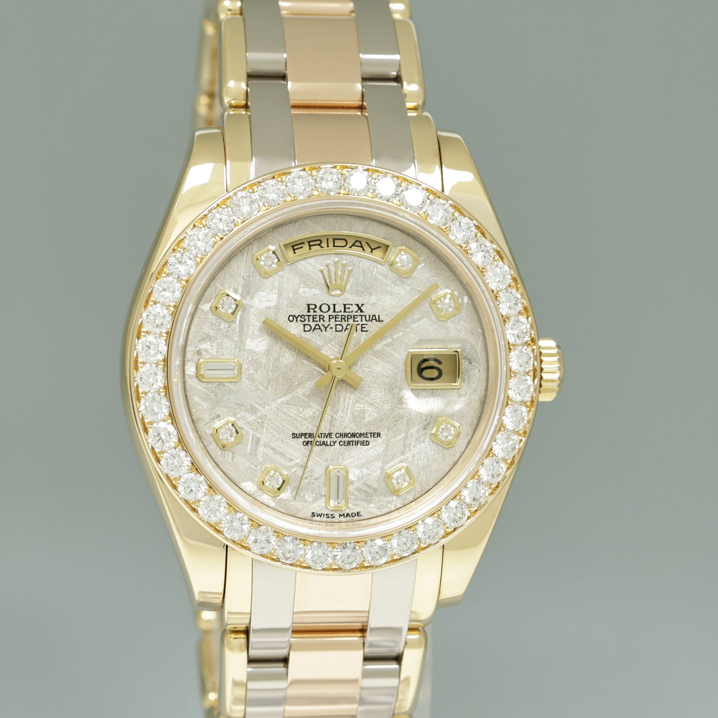 2008 MINT Rolex 18948 Meteorite Masterpiece Diamond Tridor 39mm Rose Gold Watch Box
