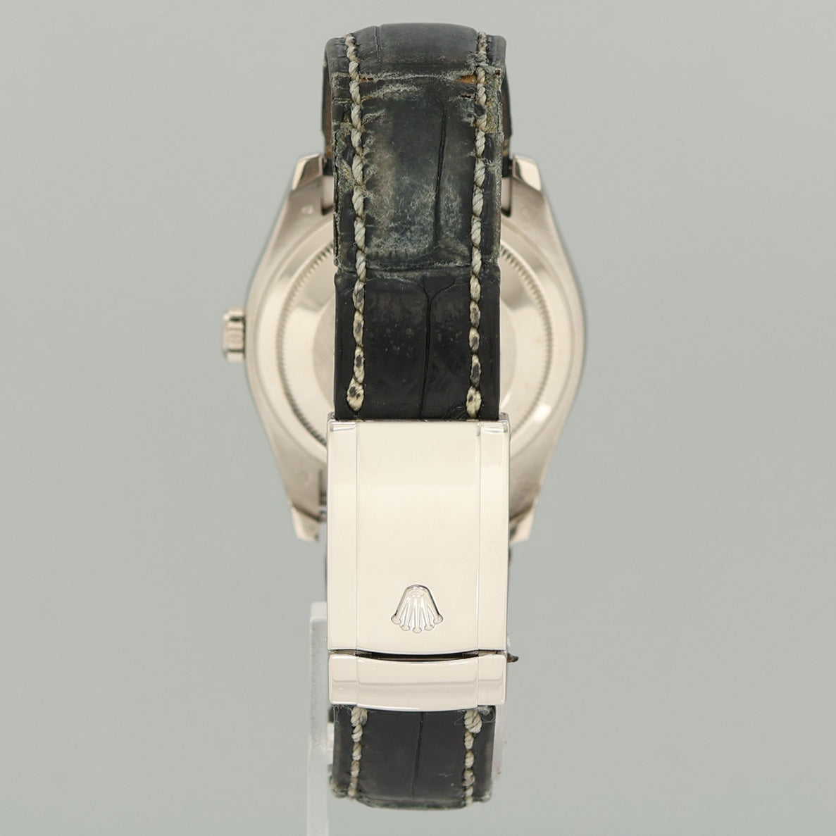 PAPERS MINT Rolex DateJust 116139 Leather White Gold Black Dial Watch Box