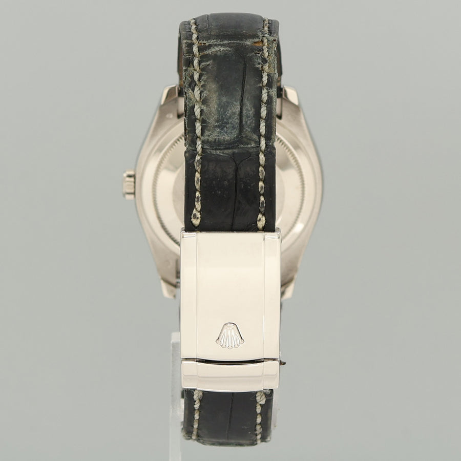 PAPERS MINT Rolex DateJust 116139 Leather White Gold Black Dial Watch Box