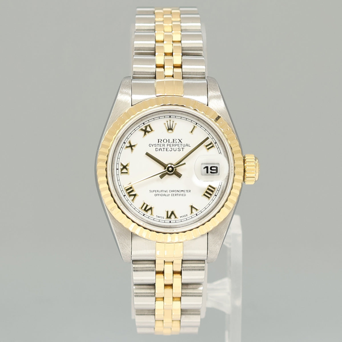 PAPERS MINT Ladies Rolex 26mm DateJust 79173 Two Tone Yellow Gold Jubilee Watch