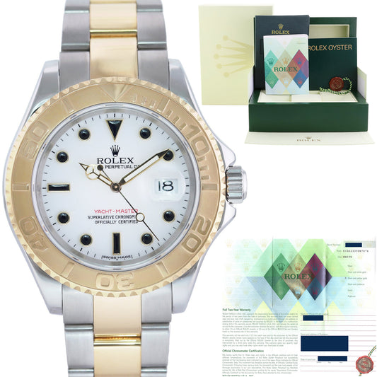 PAPERS MINT 2007 Rolex Yacht-Master 16623 White Sapphire Two Tone Yellow Gold Watch