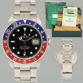 2002 MINT PAPERS Rolex GMT-Master II 2 Pepsi Blue Red Steel 16710BLRO 40mm Watch