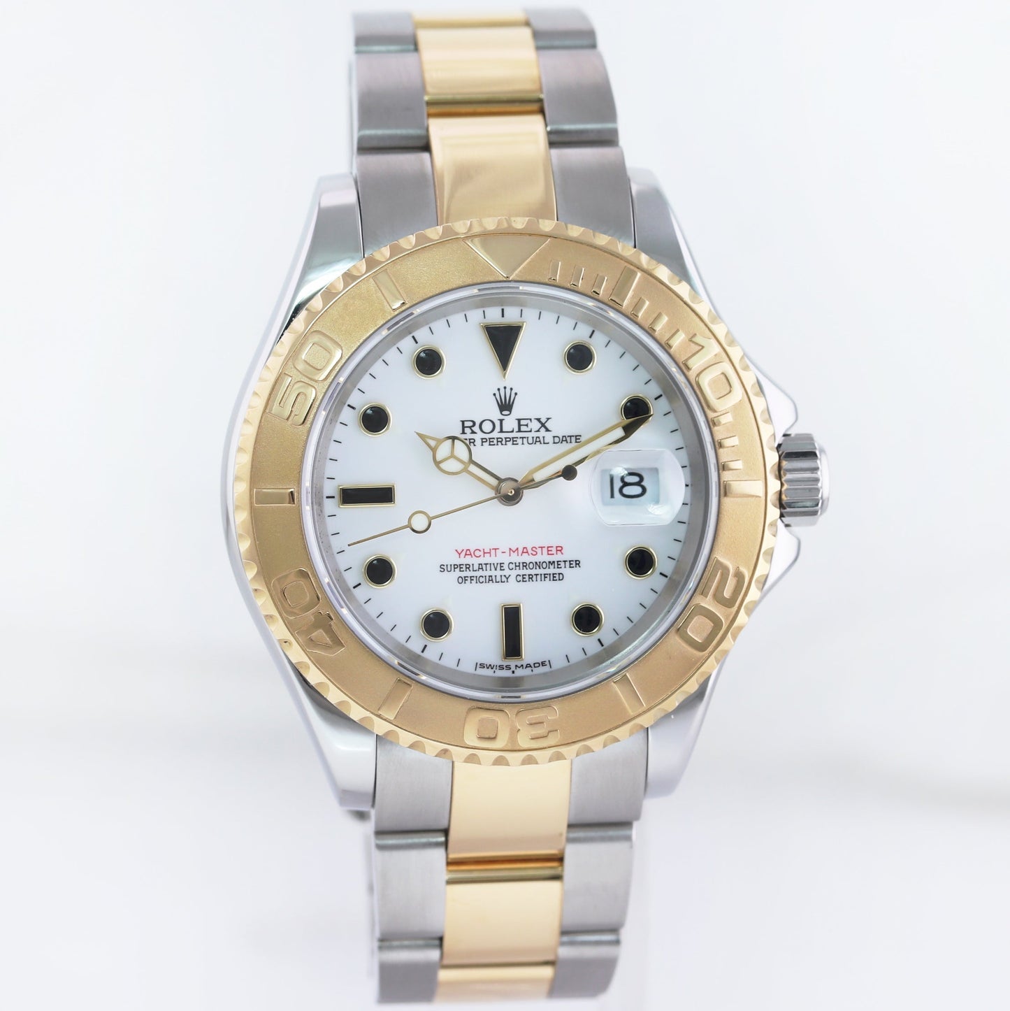PAPERS MINT 2007 Rolex Yacht-Master 16623 White Sapphire Two Tone Yellow Gold Watch