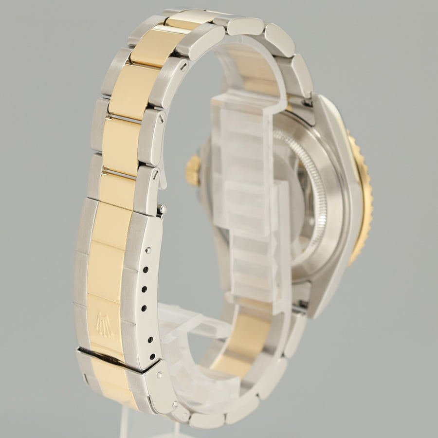 2008 PAPERS Rolex Submariner 16613 Two Tone Yellow Gold Silver Serti Diamond Watch