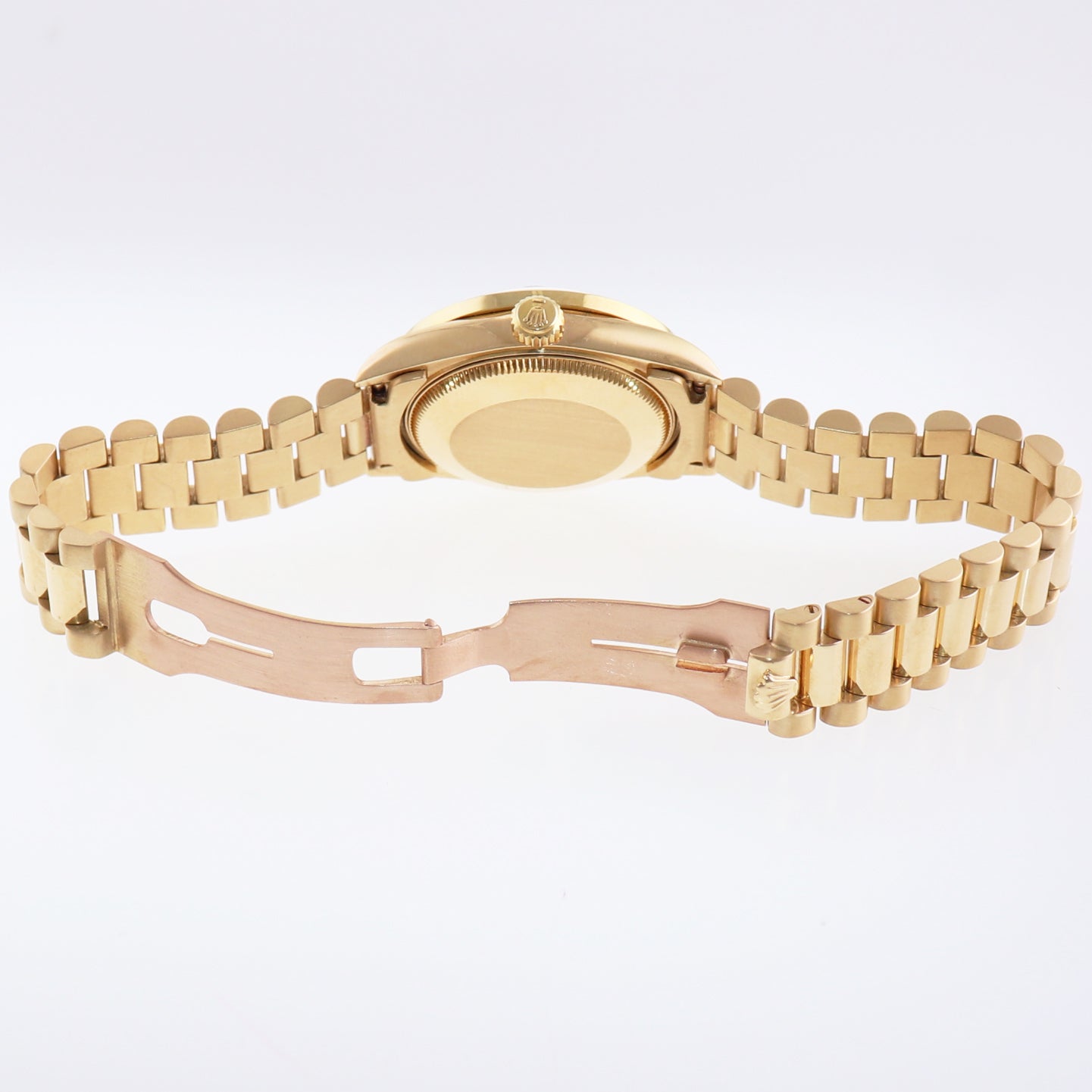 Ladies Rolex 68278 18k Yellow Gold 31mm Mother of Pearl Midsize Diamond Bezel Watch