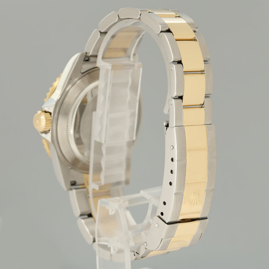 2008 PAPERS Rolex Submariner 16613 Two Tone Yellow Gold Silver Serti Diamond Watch