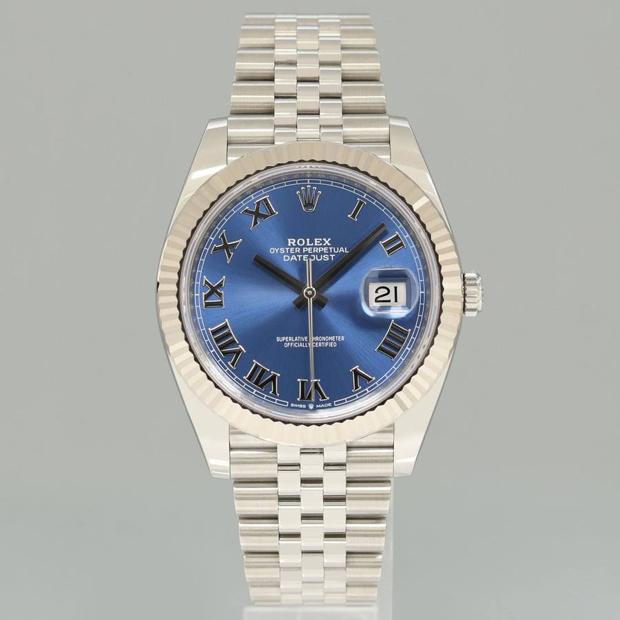 2026 NEW PAPERS Rolex 126334 DateJust 41 Blue Roman Jubilee Fluted Watch Box