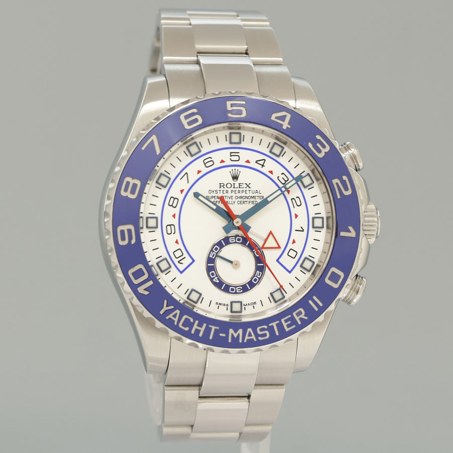 2016 MINT Rolex 116680 Yacht-Master II 44mm Steel White Blue Ceramic Watch Box