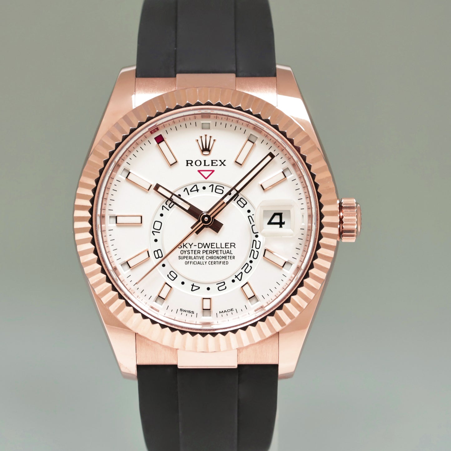 MINT 2023 Rolex 326235 Sky-Dweller Rose Gold White Stick Oysterflex Watch Box
