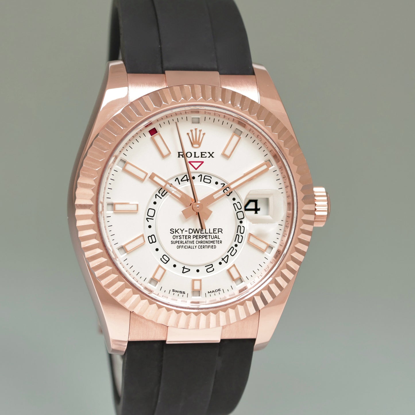 MINT 2023 Rolex 326235 Sky-Dweller Rose Gold White Stick Oysterflex Watch Box