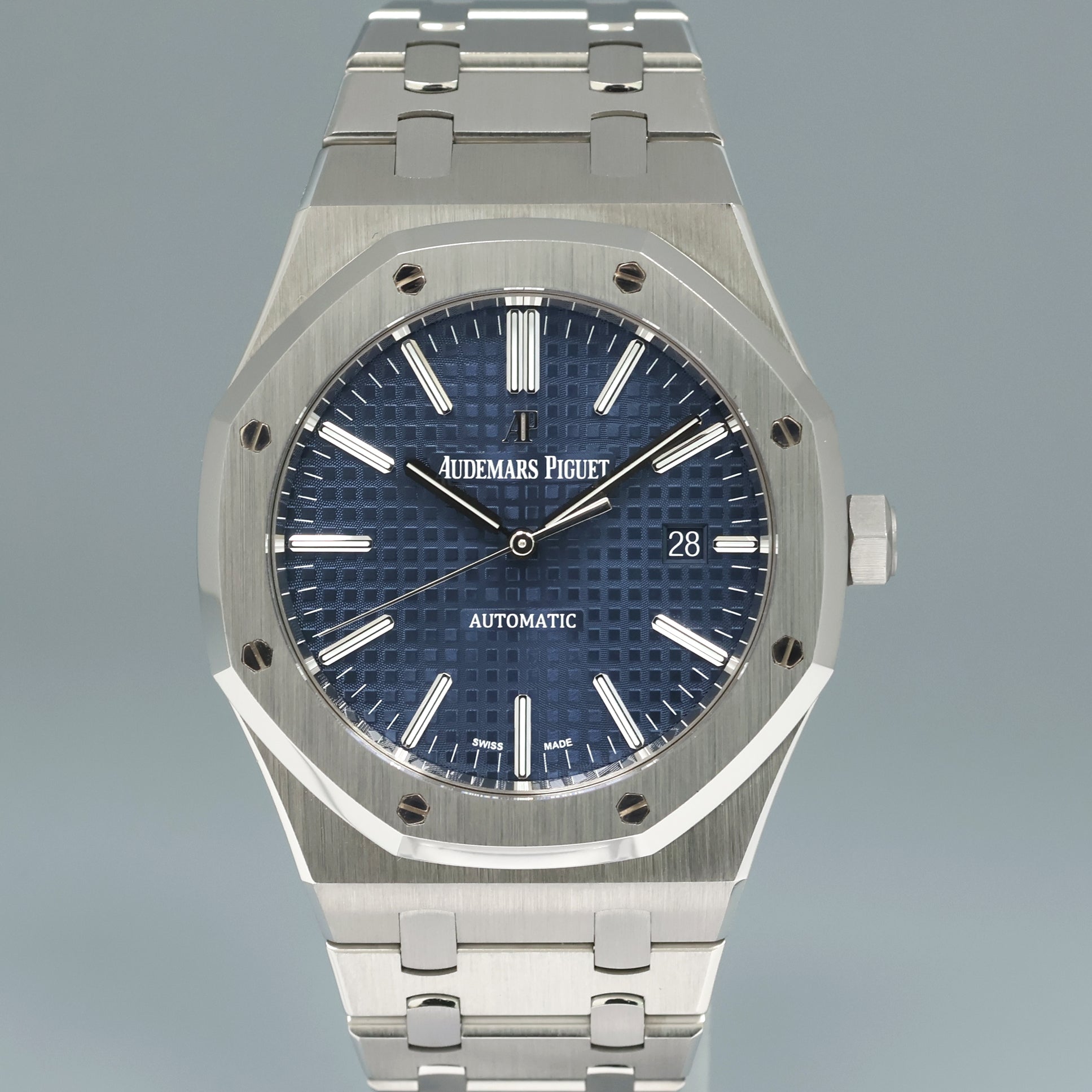 2012 PAPERS MINT Audemars Piguet Royal Oak 41mm Steel 15400ST Blue Watch Box