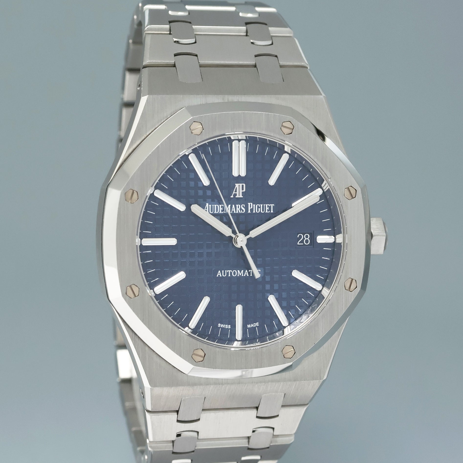 2012 PAPERS MINT Audemars Piguet Royal Oak 41mm Steel 15400ST Blue Watch Box
