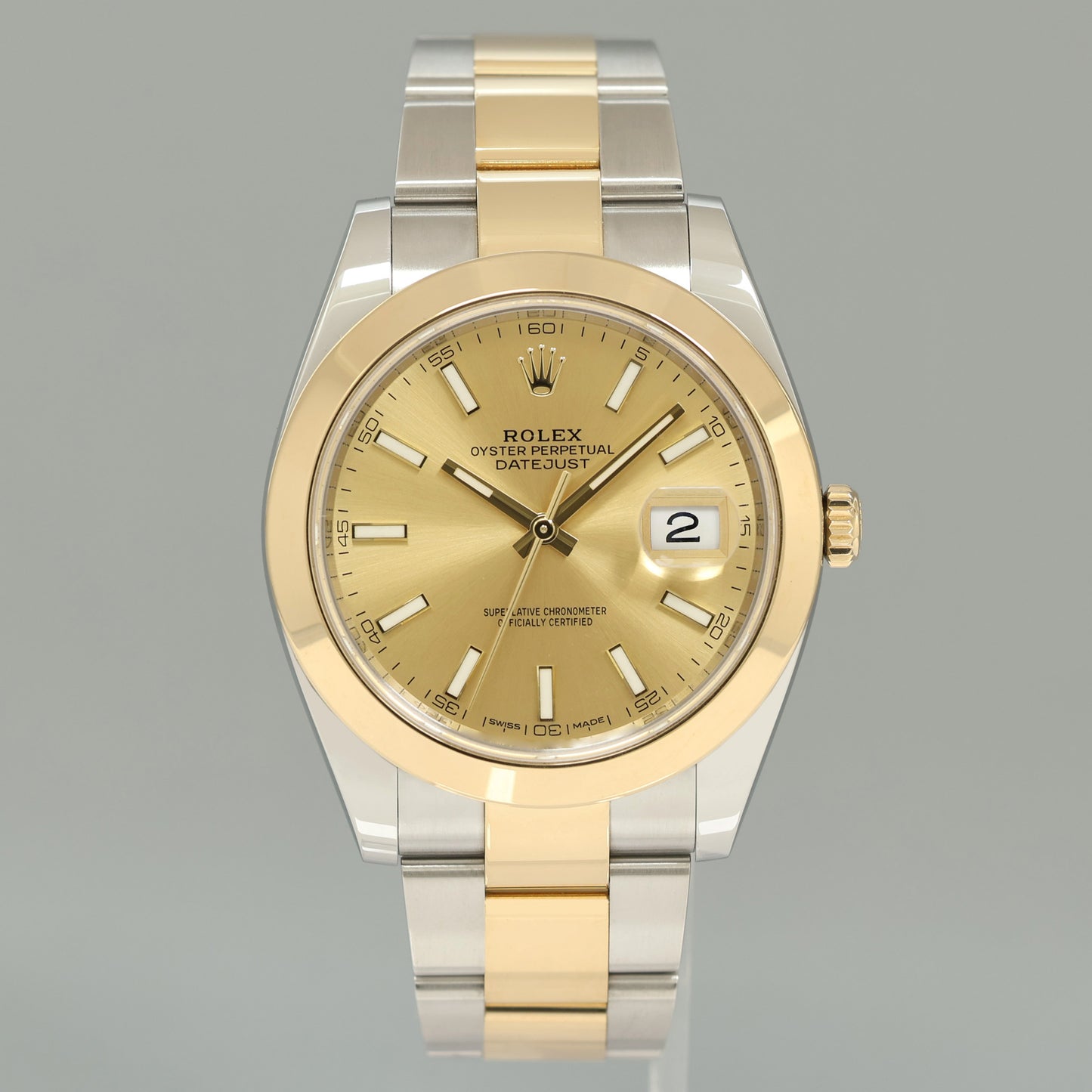 PAPERS MINT Rolex DateJust 41 Two Tone Yellow Gold Oyster 126303 Champagne Watch