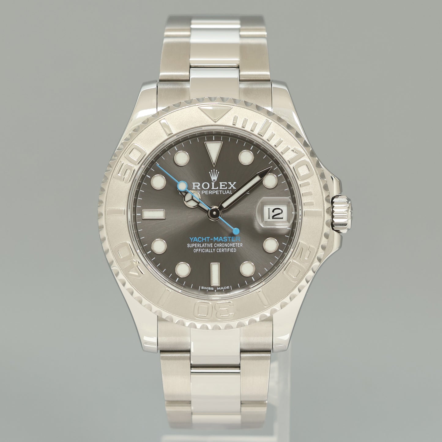2019 MINT Rolex Yacht-Master 268622 Steel Rhodium 37mm Blue hand Watch Box