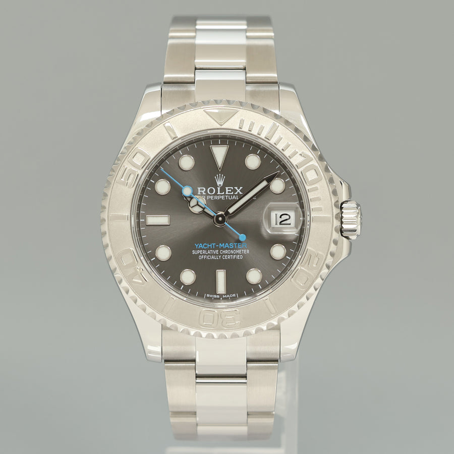 2019 MINT Rolex Yacht-Master 268622 Steel Rhodium 37mm Blue hand Watch Box