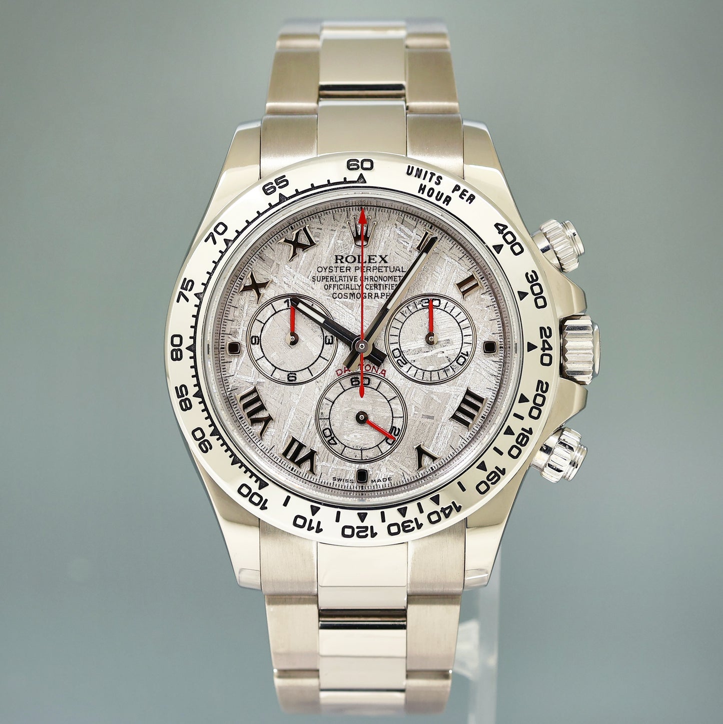 MINT 2014 Rolex Daytona Meteorite Roman 116509 White Gold Chronograph Watch Box