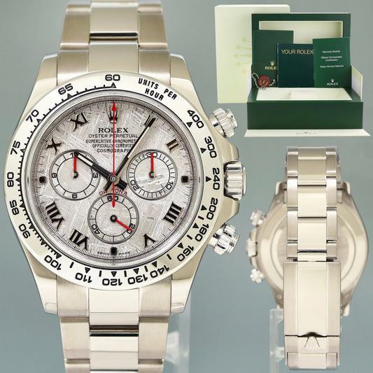 MINT 2014 Rolex Daytona Meteorite Roman 116509 White Gold Chronograph Watch Box