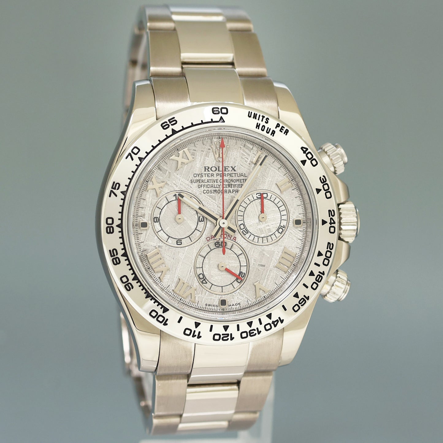 MINT 2014 Rolex Daytona Meteorite Roman 116509 White Gold Chronograph Watch Box