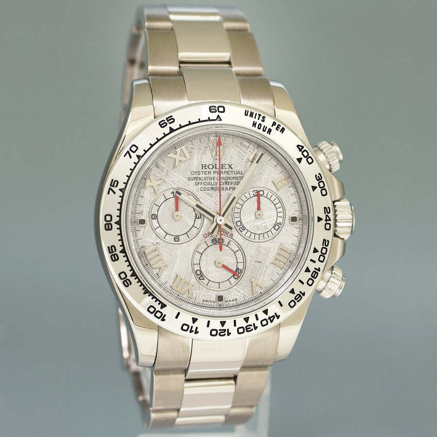 MINT 2014 Rolex Daytona Meteorite Roman 116509 White Gold Chronograph Watch Box