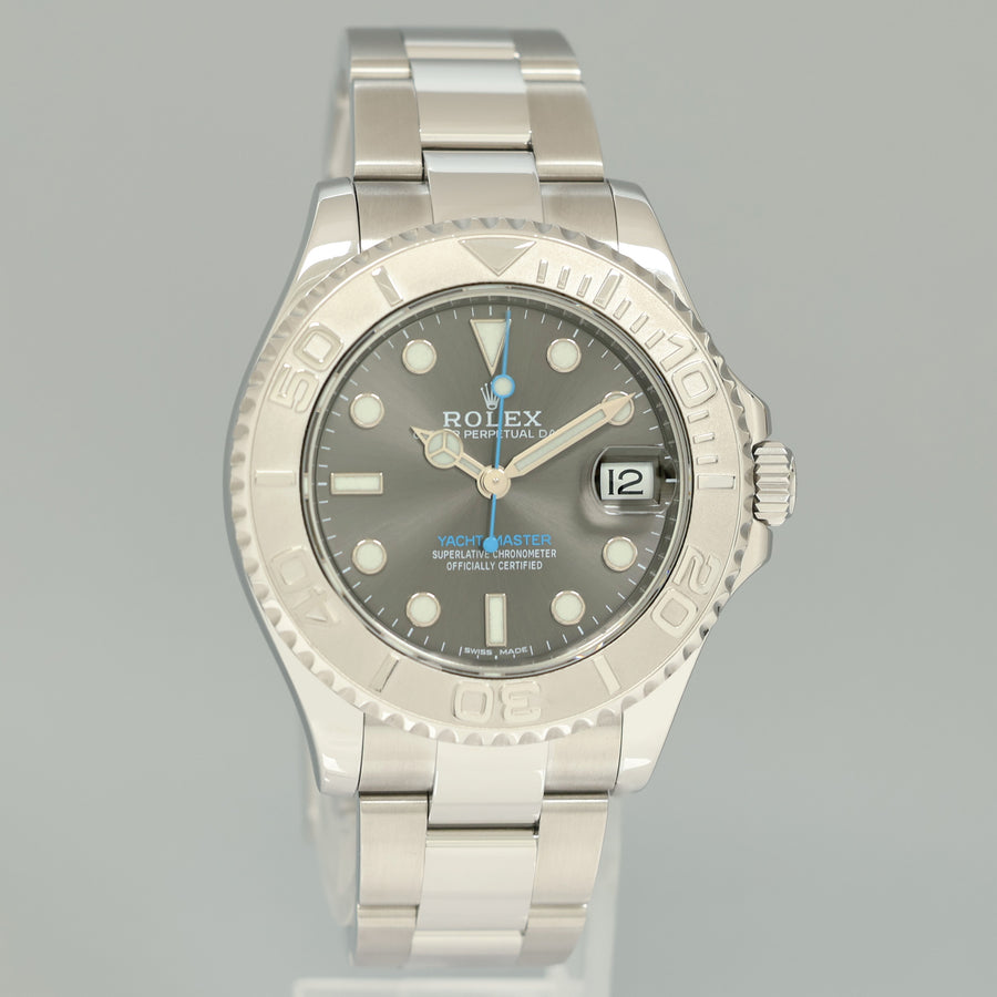 2019 MINT Rolex Yacht-Master 268622 Steel Rhodium 37mm Blue hand Watch Box