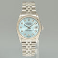Blue Diamond Ladies Rolex Midsize 31mm Datejust Jubilee Steel 68274 Watch Box