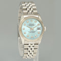 Blue Diamond Ladies Rolex Midsize 31mm Datejust Jubilee Steel 68274 Watch Box